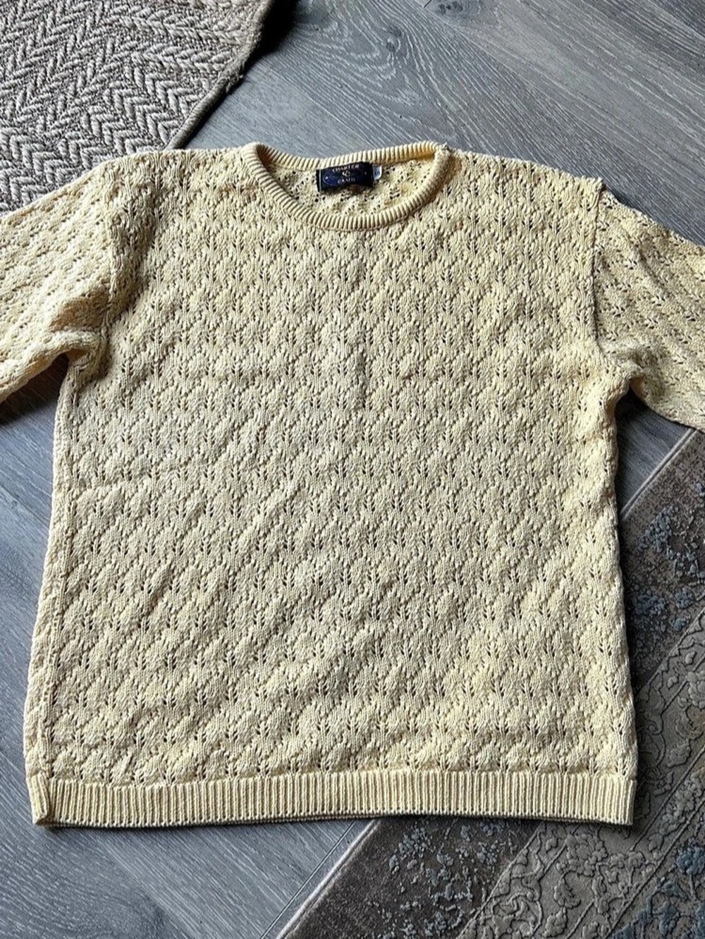Vintage Charter Club Textured Knit Sweater in Butter Yellow Size Small